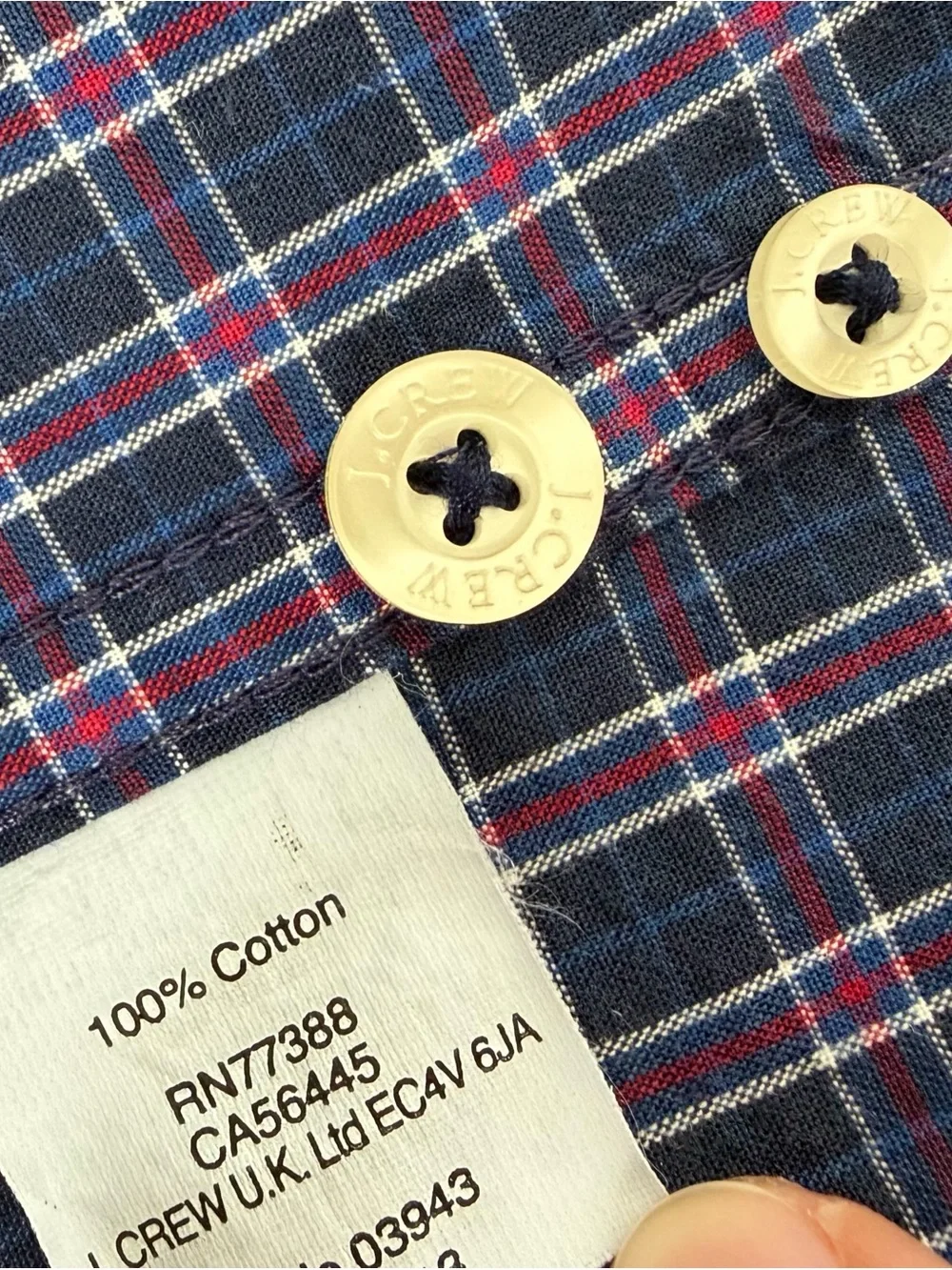 J.Crew Tailored Tall Men's L Button-Down Shirt Blue Plaid 100% Cotton Workwear